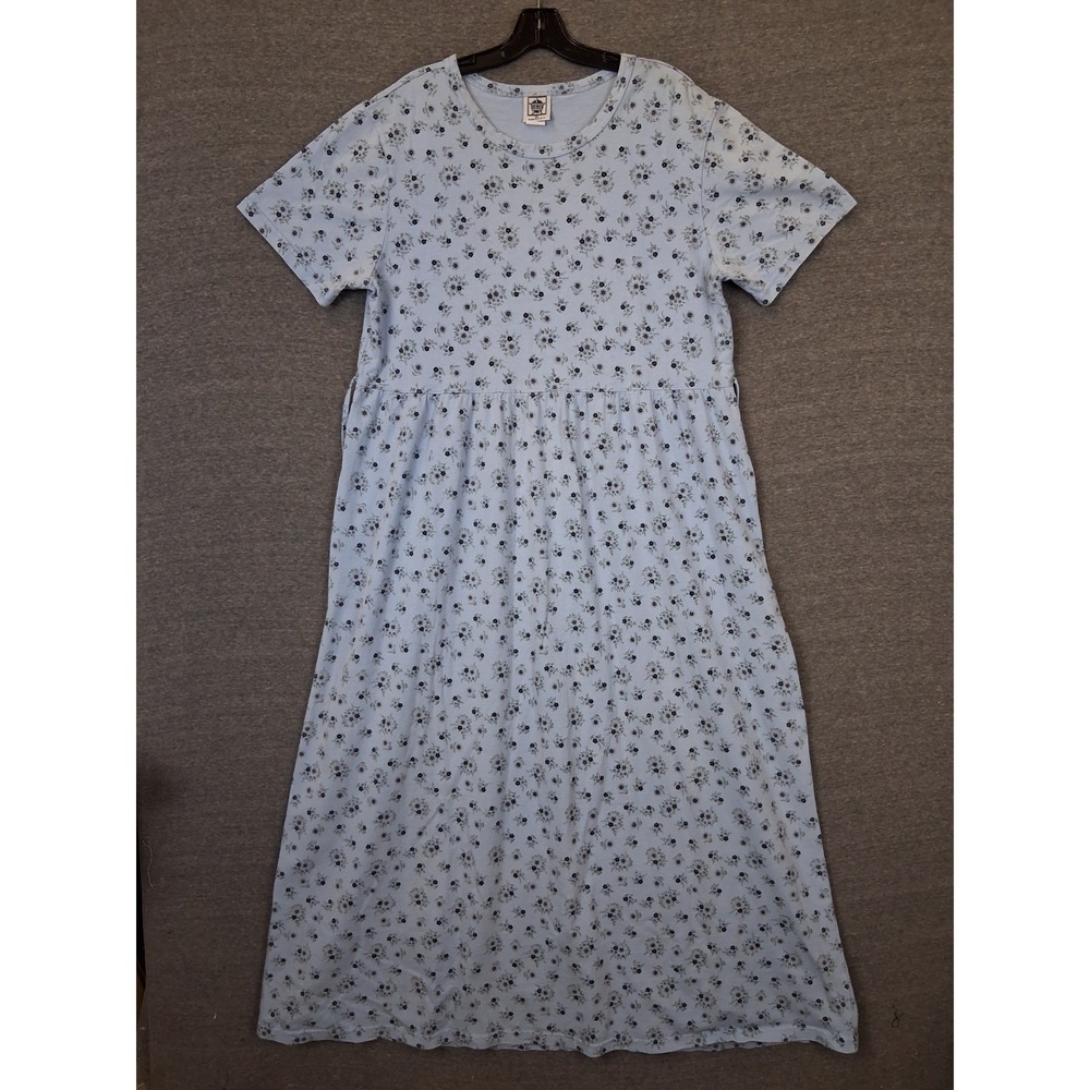 VTG CMI Womens Dress XL Blue Floral Maxi USA Prairie Cottage Grannie Western